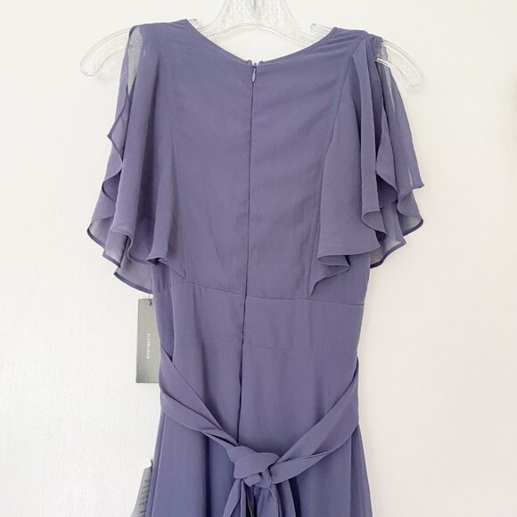 NEW Lulu's Blue Flutter Sleeve Maxi Dress Gown - Picture 6 of 8
